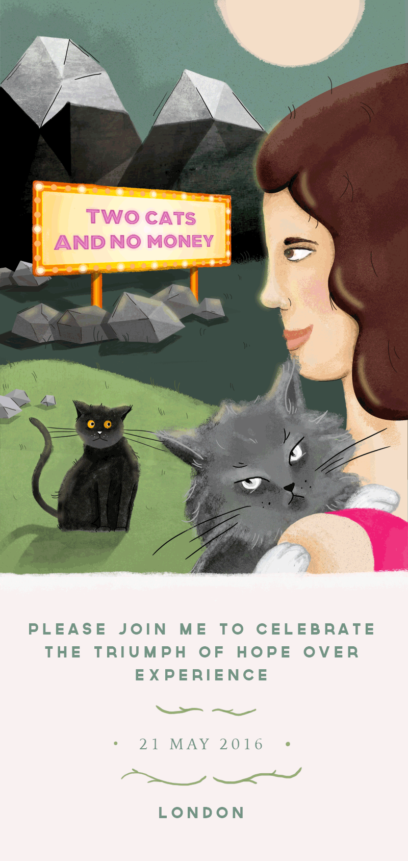 Two Cats and No Money Illustration by Riette Error